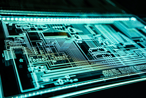 A close up of the inside of an electronic device.