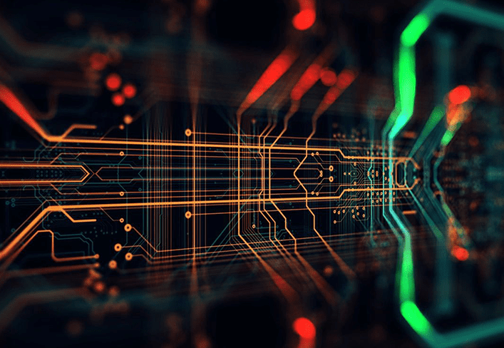 A computer screen with an abstract image of wires.