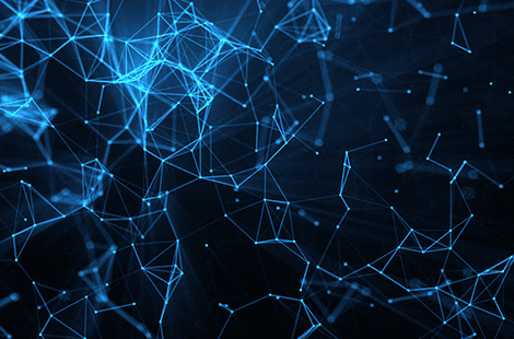 A blue background with many lines and dots